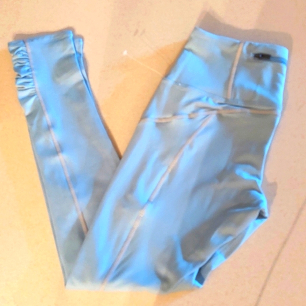 FP Movement Powder Blue Workout Tights with Ankle Ruching by Free People